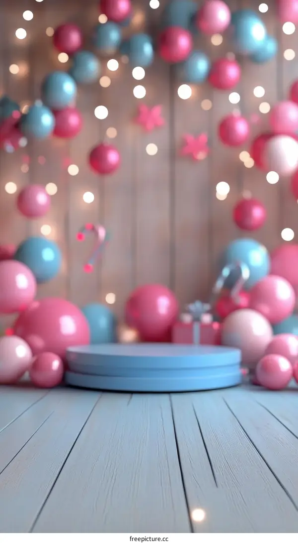 Pastel Christmas Display Podium Scene