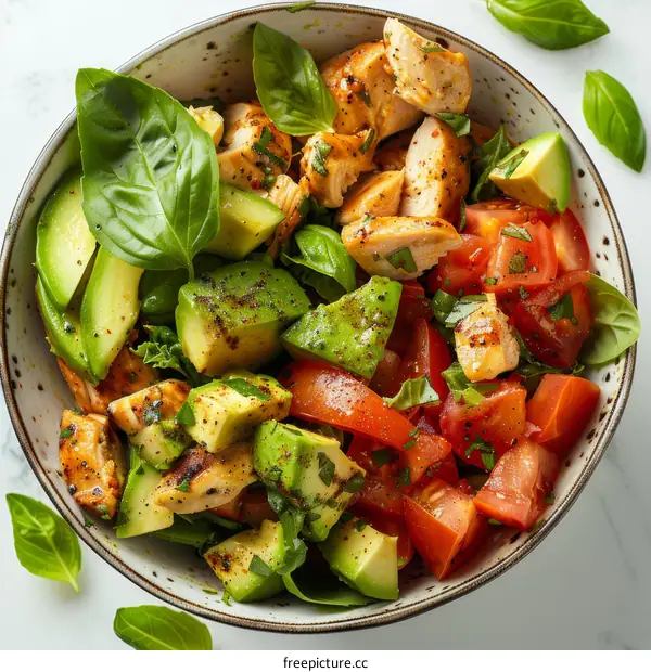 Grilled Chicken Breast with Avocado, Tomato, and Basil
