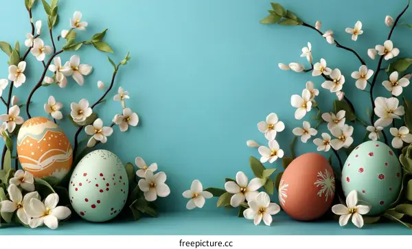 Easter Eggs with Spring Blossoms