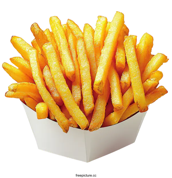 [Transparent Background PNG]Crispy French Fries in a Paper Container