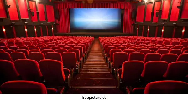 Empty Red Seats in a Movie Theater