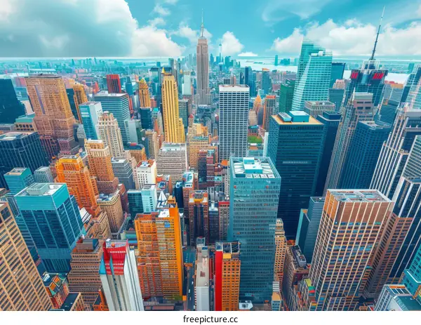 New York City Skyline at Sunset with Empire State Building