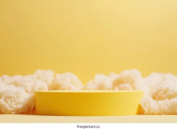 Yellow Podium Display with Fluffy Clouds
