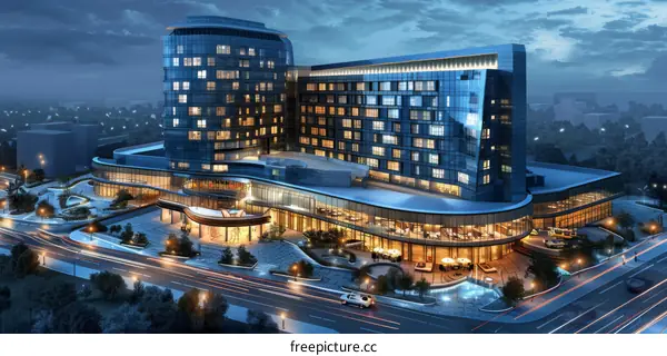 Modern City Buildings and Vibrant Street Life at Night