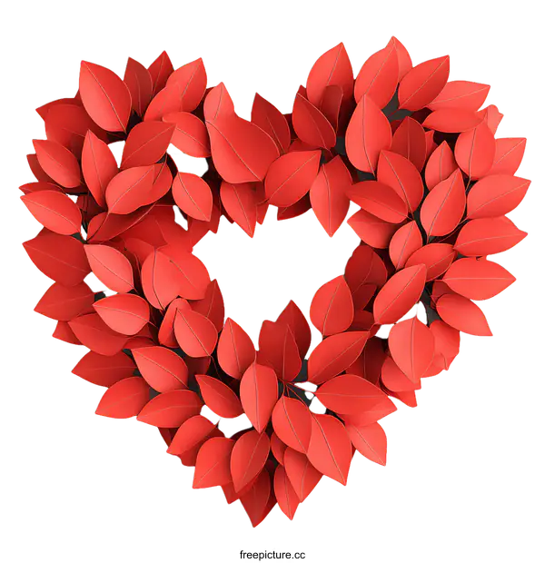 [Transparent Background PNG]Red Heart Leaf Wreath Illustration