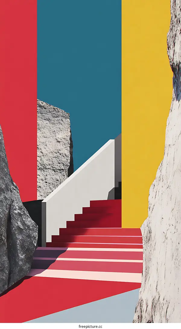 Abstract Stairway with Colorful Background