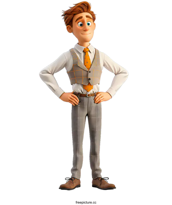 [Transparent Background PNG]A 3D rendering of an animated character