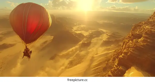 Hot Air Balloon Ride Over Desert Landscape
