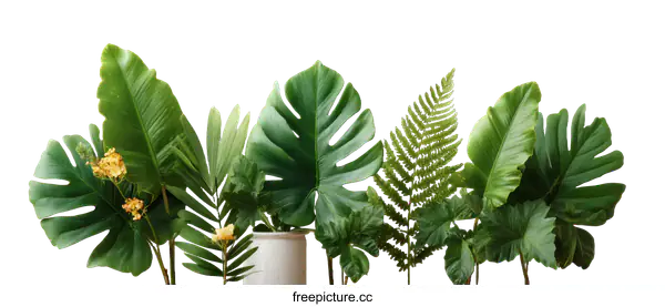 [Transparent Background PNG]Tropical Leaf Arrangement Against White Background