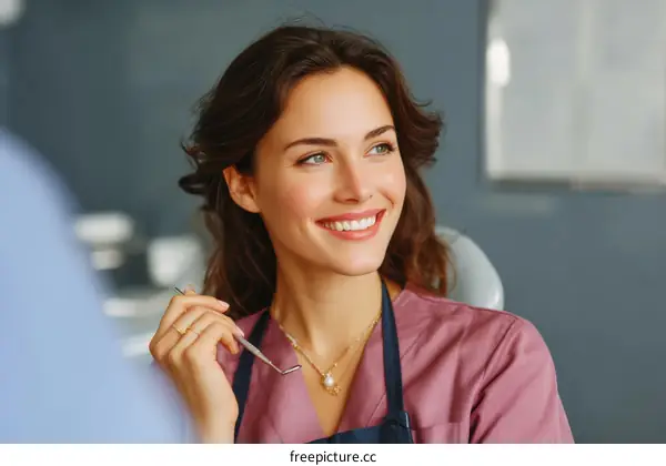 Smiling Woman Dentist Patient Healthcare Professional