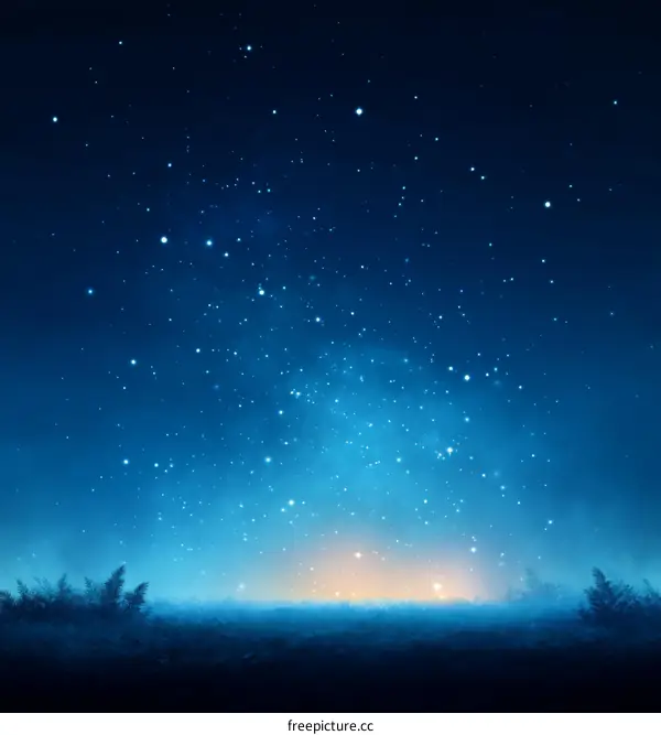 Starry Night Sky Over Fields