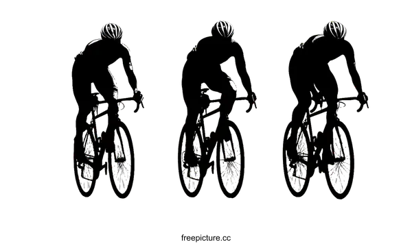 [Transparent Background PNG]Silhouette of Cyclists in Motion