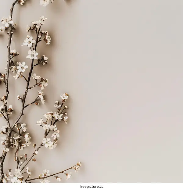 Spring Flowers Branch On Beige Background