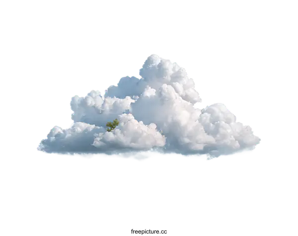 [Transparent Background PNG]Beautiful Fluffy Cumulus Cloud with a Tiny Tree