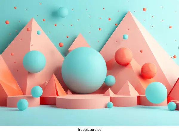 3D Rendered Geometric Shapes with Podium