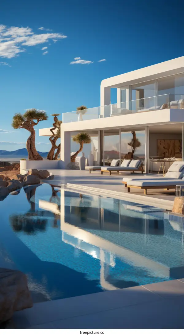 Modernist Desert Home with Pool and Panoramic Mountain Views