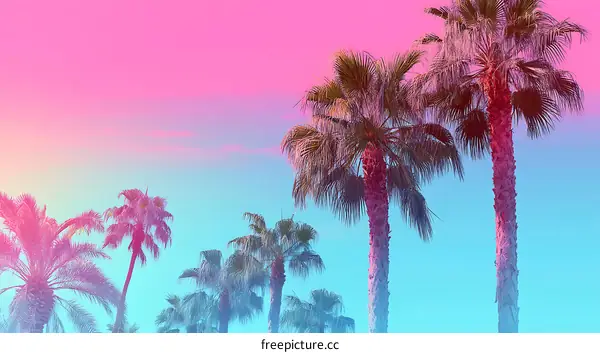 Vibrant Palm Trees against a Pastel Sky