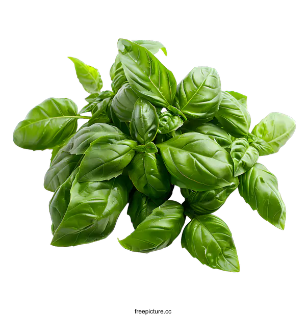 [Transparent Background PNG]A bunch of fresh green basil leaves