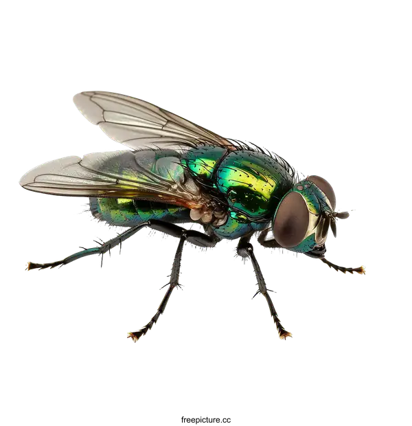[Transparent Background PNG]Close-up of a Colorful Metallic Green Fly