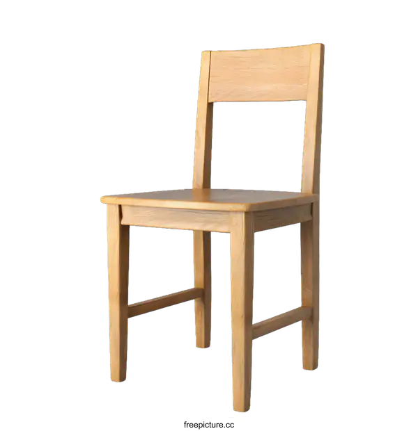 [Transparent Background PNG]Simple Wooden Chair with Light Brown Finish