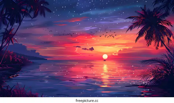 tropical sunset beach