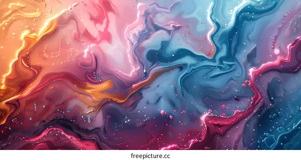 Colorful abstract painting with vibrant colors and a fluid texture