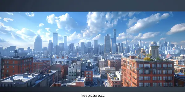 A Vibrant Cityscape with Towering Buildings