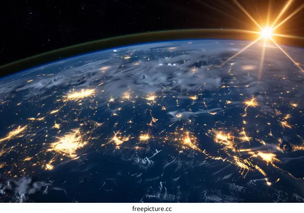 Earth from space showing city lights