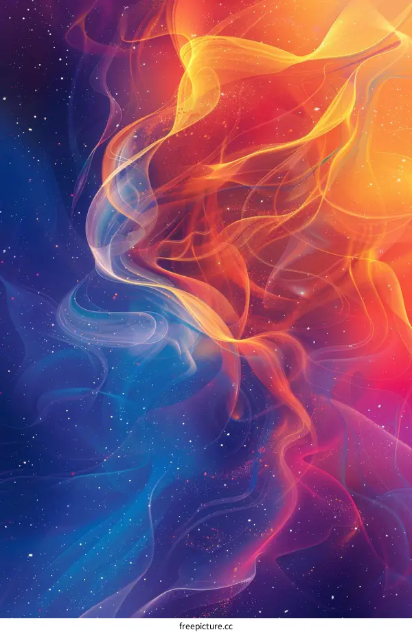 Abstract Colorful Nebula with Streaks