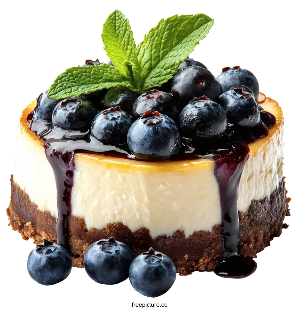 [Transparent Background PNG]Delicious Blueberry Cheesecake Dessert Close-up