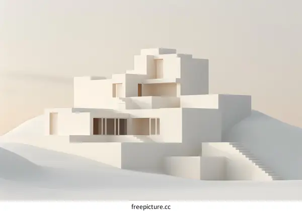 Minimalist White House 3D Model Architecture Design