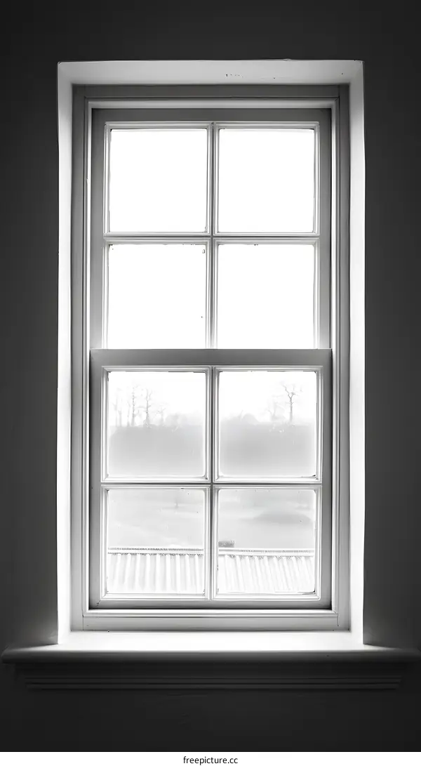 Window with Six Panes and a View of a Roof
