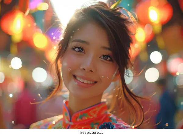 Portrait of a young Asian woman in traditional Chinese clothing