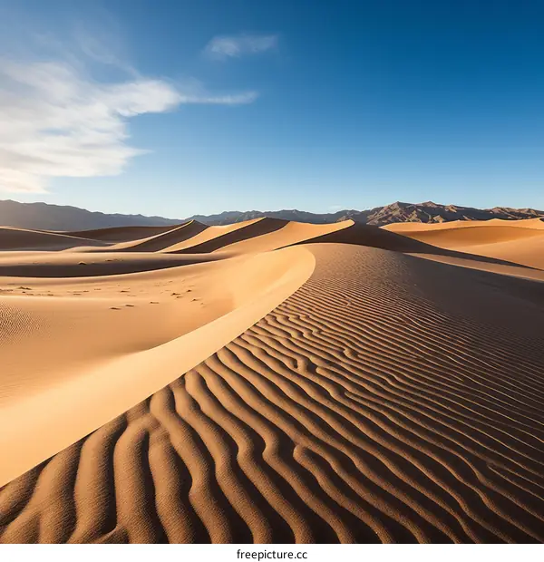 A vast expanse of sand dunes in the desert