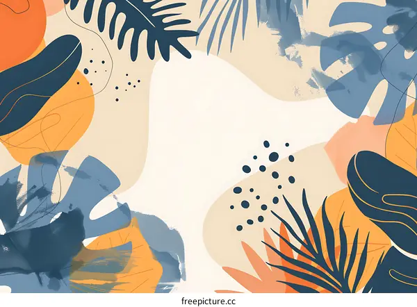 Abstract Tropical Leaf Background Illustration