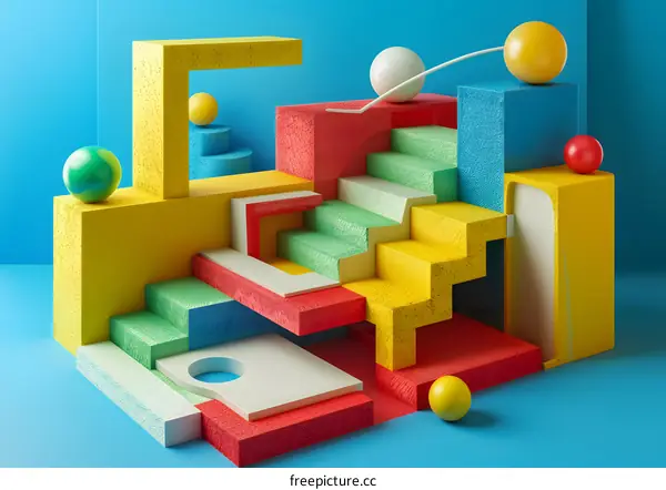 Abstract Colorful 3D Rendered Geometric Shapes Background