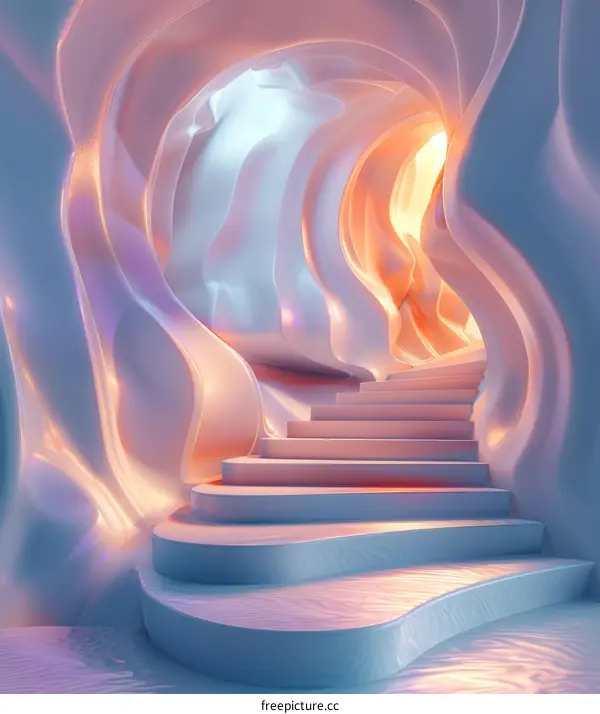 Futuristic Pink and Blue Staircase