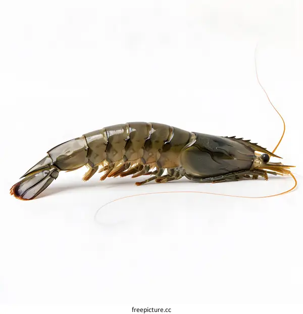 Fresh raw prawn isolated on white background
