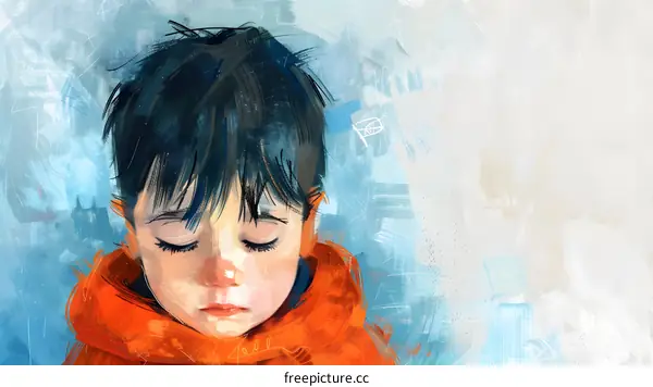 portrait of a boy with his eyes closed