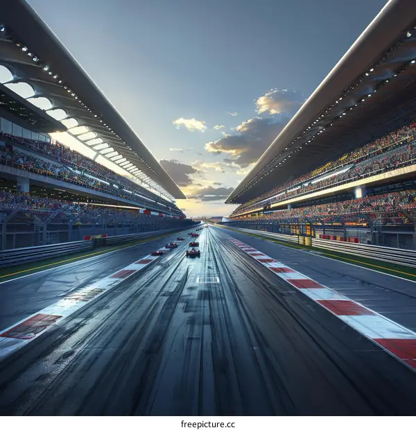 Formula One cars racing on a track