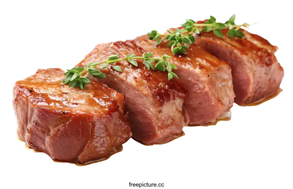 [Transparent Background PNG]Roasted Meat Slices with Fresh Herbs