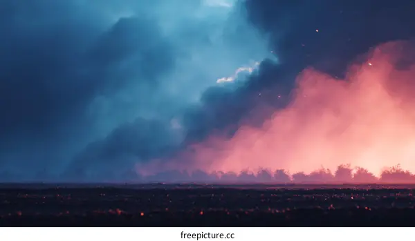 Dramatic Fiery Sunset Over Burnt Landscape
