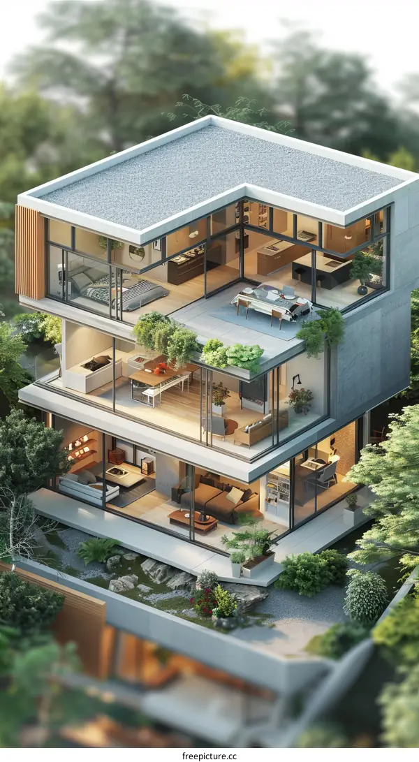 Stunning Three-Story Contemporary Home with Open Floor Plan and Abundant Natural Light