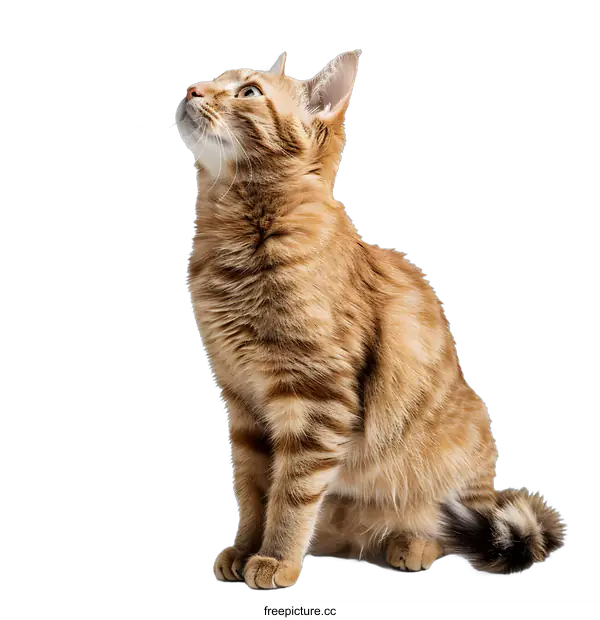 [Transparent Background PNG]Cute Orange Tabby Cat Sitting on White Background
