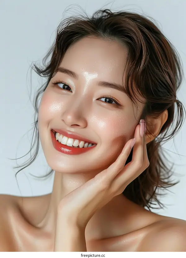 Portrait of a beautiful young Asian woman smiling