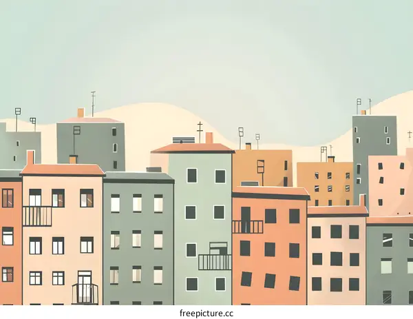 Colorful City Buildings Illustration