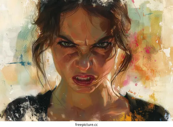 Portrait of a young angry woman