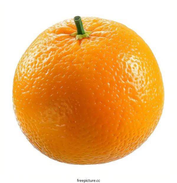 Single orange fruit isolated on white background