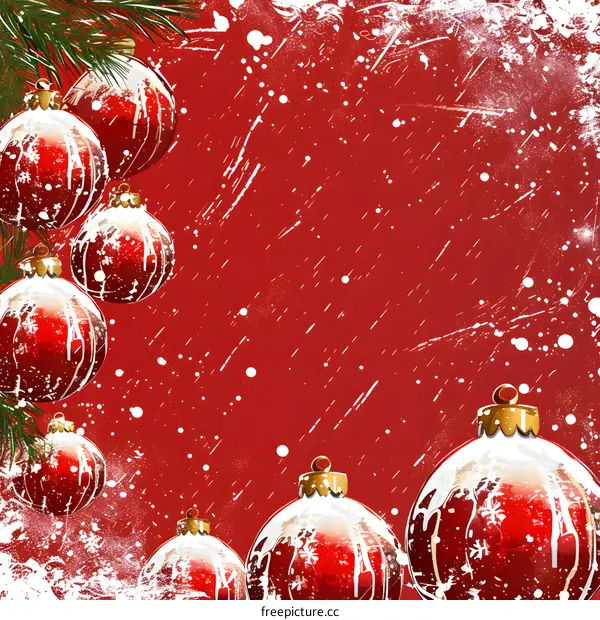 christmas ornaments on red background