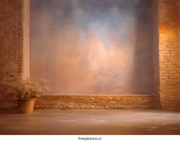 Rustic Brick Interior Studio Background with Soft Lighting